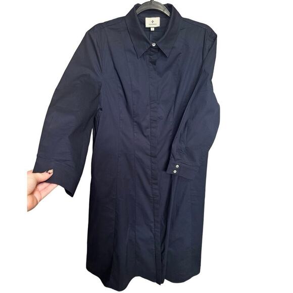 Tuckernuck New Briana Dress Midi Button Down Long Sleeves Dark Navy Size Large - Picture 5 of 15